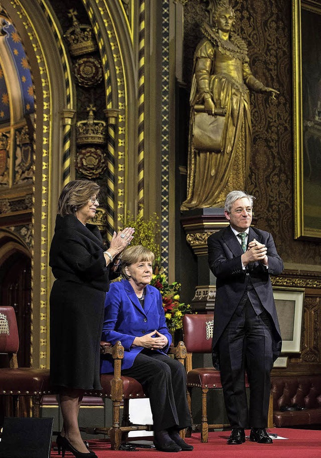 Applaus fr die Kanzlerin nach ihrer Rede in Westminster   | Foto: AFP