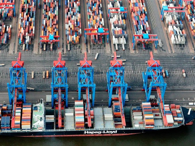 Da ist zu viel Platz: Frachter im Hamburger Hafen.  | Foto: dpa