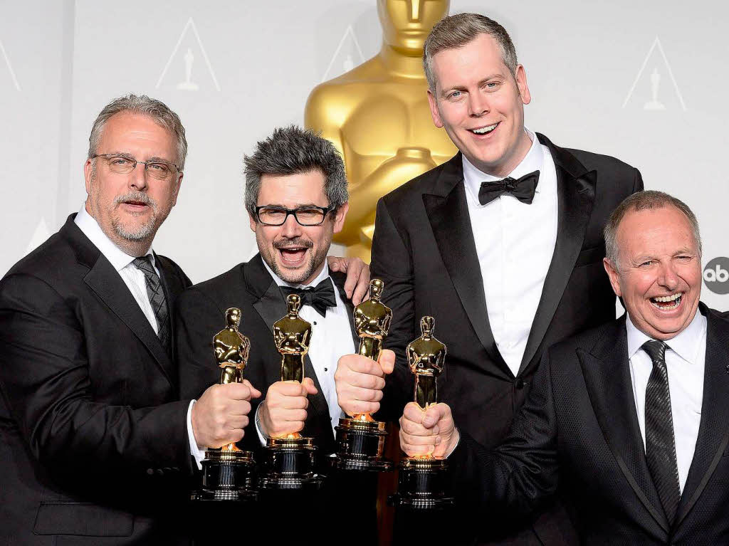 Auch der Oscar fr die beste Tonmischung ging an „Gravity“. Ausgezeichnet wurden (von links): Skip Lievsay , Niv Adiri, Christopher Benstead und Chris Munro