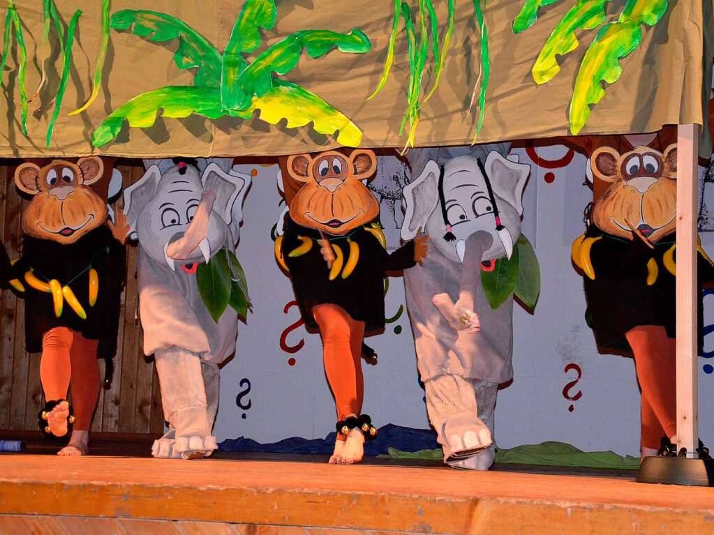 Unter dem Motto Afrika zeigten die Landfrauen einen Tanz in Affen- und Elefantenkostmen