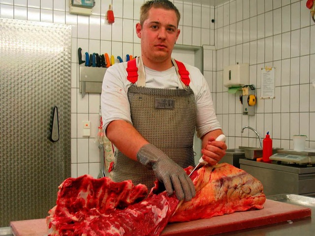 Mehr Lohn auch fr ihn: Metzger Stefan Knrr aus Biezighofen  | Foto: Eva Weise