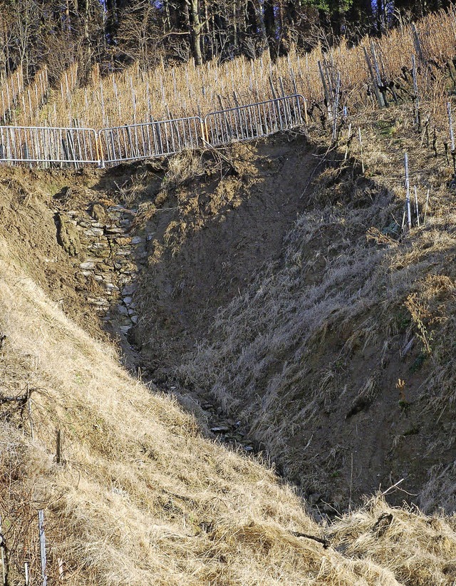 Nach dem Erdrutsch wurde die alte Mauer sichtbar.   | Foto: Frank Kiefer