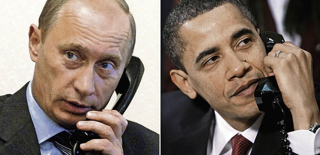 Sprachen eine Stunde miteinander &#821...r Putin und US-Prsident Barack Obama.  | Foto: dpa