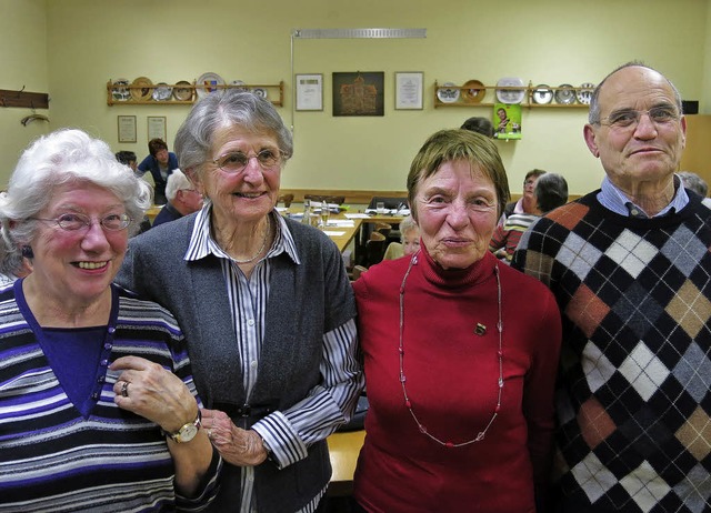 Jubilare unter sich: Gertrud Zimpfer, Maria Ruf, Editha und Jrg Liebenow  | Foto: Georg Vo