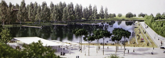 So knnte der See im Stegmattenpark &#...n der Nutzung &#8211; einmal aussehen.  | Foto: ANIMATION: CLUB L94