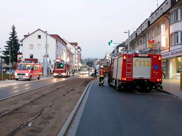 Feuerwehreinsatz in Friedlingen: Messungen besttigten das Gas-Verdacht nicht.  | Foto: Hannes Lauber