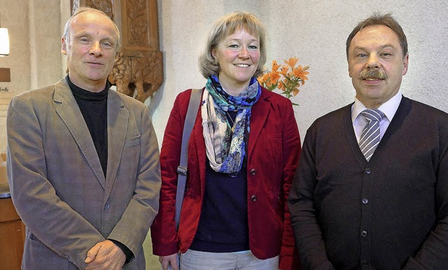 Pfarrer Traugott Schillinger  (rechts)...seine Stellvertreterin Anya Tscherwen.  | Foto: Eberhard Weiss