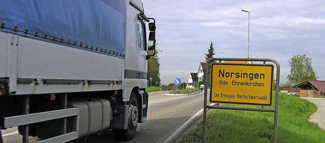 Lastwagen htte der  Ortschaftsrat zum...chts gerne aus Norsingen rausgehalten.  | Foto: andrea gallien