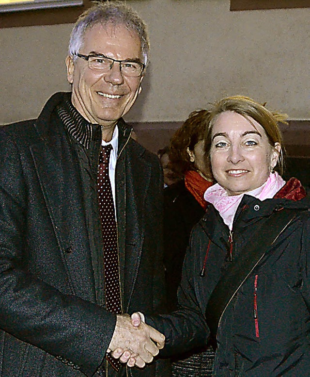 Gegenkandidatin Natascha Thoma-Widmann...h auf dem Schlossplatz zum Wahlerfolg.  | Foto: Andrea Gallien