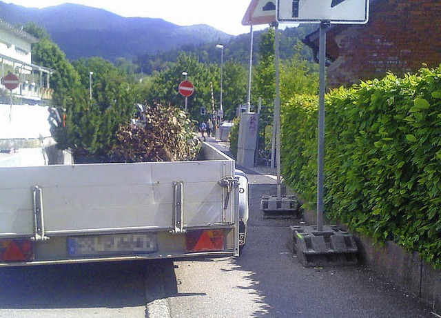 Kein Durchkommen fr Kinderwagen, Roll...nd vielen anderen zugeparkten Stellen.  | Foto: Behindertenbeirat