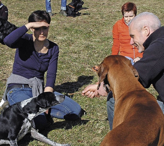 Das Leckerchen in Reichweite zu haben,...s Kunststck trotzdem beibringen kann.  | Foto: Christiane Sahli