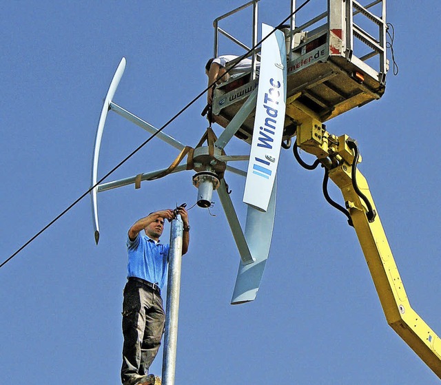 Die erste privat Windkraftanlage Vogtsburgs wurde in Bischoffingen installiert.   | Foto: herbert trogus