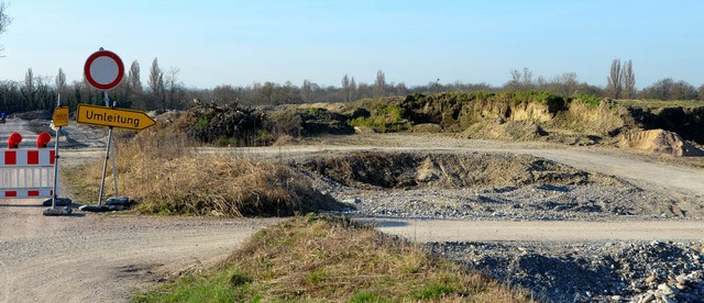 Das Abbaggern des Rheinufers ist durch...Kieslagerflchen ins Stocken geraten.   | Foto: langelott