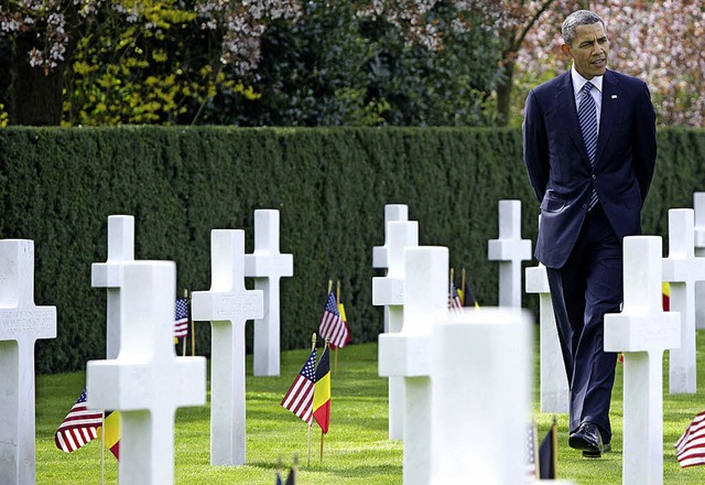 Gedenken auf dem Soldatenfriedhof in Waregem: Barack Obama   | Foto: AFP