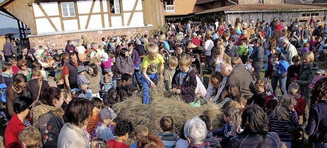 Hasenjagd zwischen Strohballen: Nicht ...inder war der Ostermarkt  ein Magnet.   | Foto: Pia Grttinger