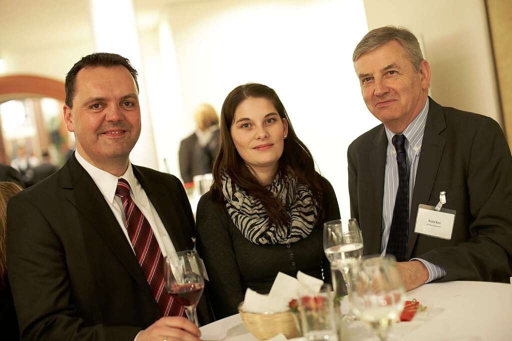 Ralf Wurth (Julabo,links), Linda Herrmann (Julabo, Mitte) bei der Party