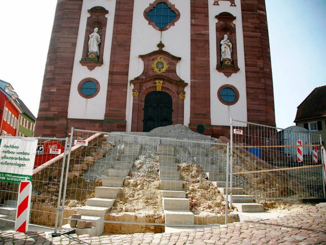 Die Baustelle bei der St. Bartholomus-Kirche in Ettenheim  | Foto: Sandra Decoux-Kone