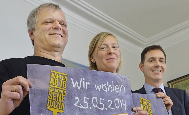 Christof Richter (links), Marlen Gehee...n am 25. Mai an die Wahlurne bringen.   | Foto: Ralf H. Dorweiler