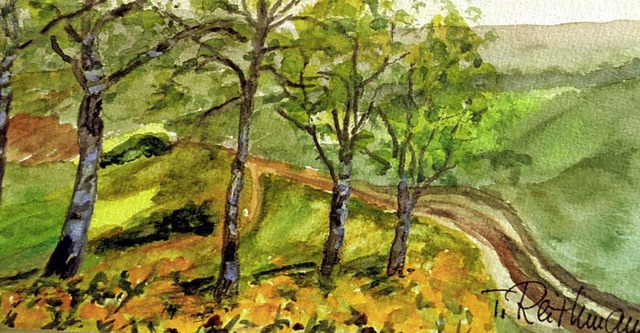 Birken im Frhling, Aquarell von Gertrude Reithmann.   | Foto: privat