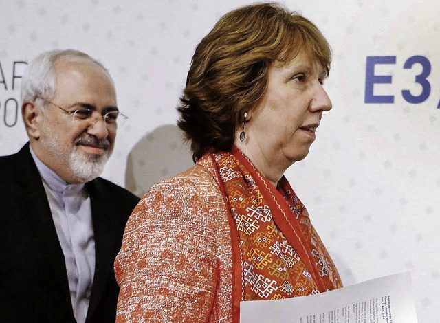Irans Auenminister Mohammed Javad Zar...d EU-Auenbeauftragte Catherine Ashton  | Foto: AFP