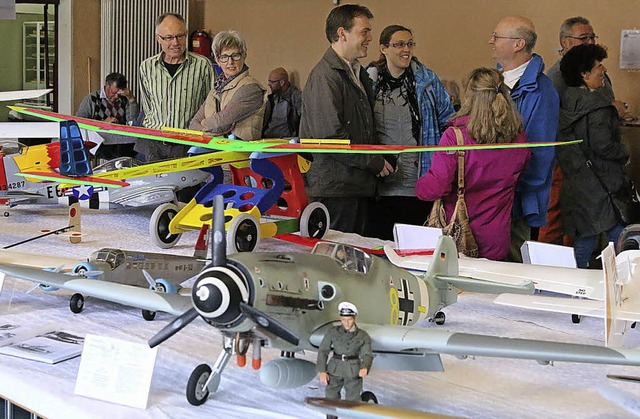 Viel Publikum fanden die ausgestellten Modellflieger.   | Foto: Hege