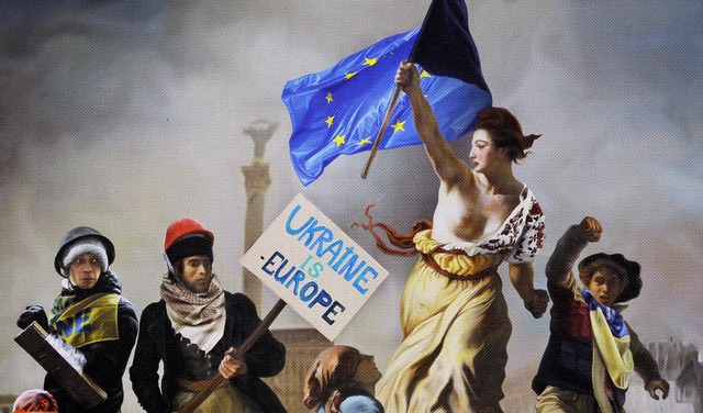 In Anlehnung an die Franzsische Revol...nzsischen Zeichners Eugne Delacroix.  | Foto: dpa