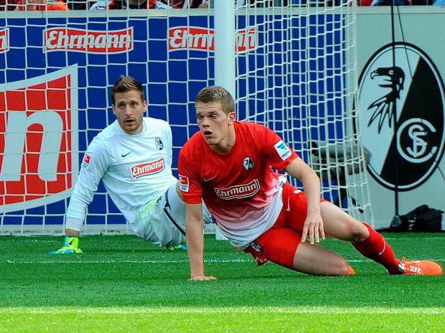 Machten ein gutes Spiel: Oliver Baumann und Matthias Ginter  | Foto: Michael Heuberger