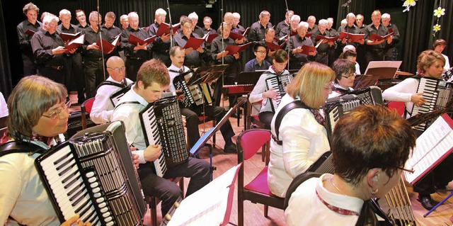 Das Konzertorchester des Akkordeon- un...nnerchor Hochfirst bei Liedvortrgen.  | Foto: akh