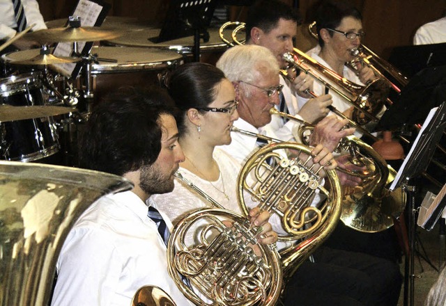 Mit Knnen und Konzentration gingen di... wie hier  Hornisten und Posaunisten.   | Foto: herbert binninger