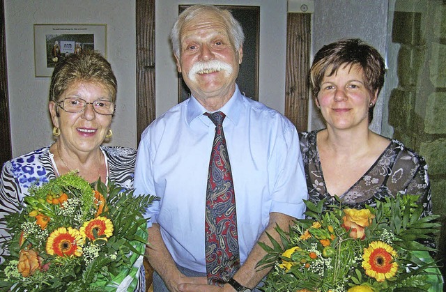 Dank und Prsente fr engagierte Vorst...Kristen (links) sowie Bianca Schuble.   | Foto: Renate Wendt