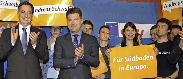 Deutsch-franzsischer Wahlkampfauftakt...ndreas Schwab am Montagabend in Rust.   | Foto: Bernhard Rein