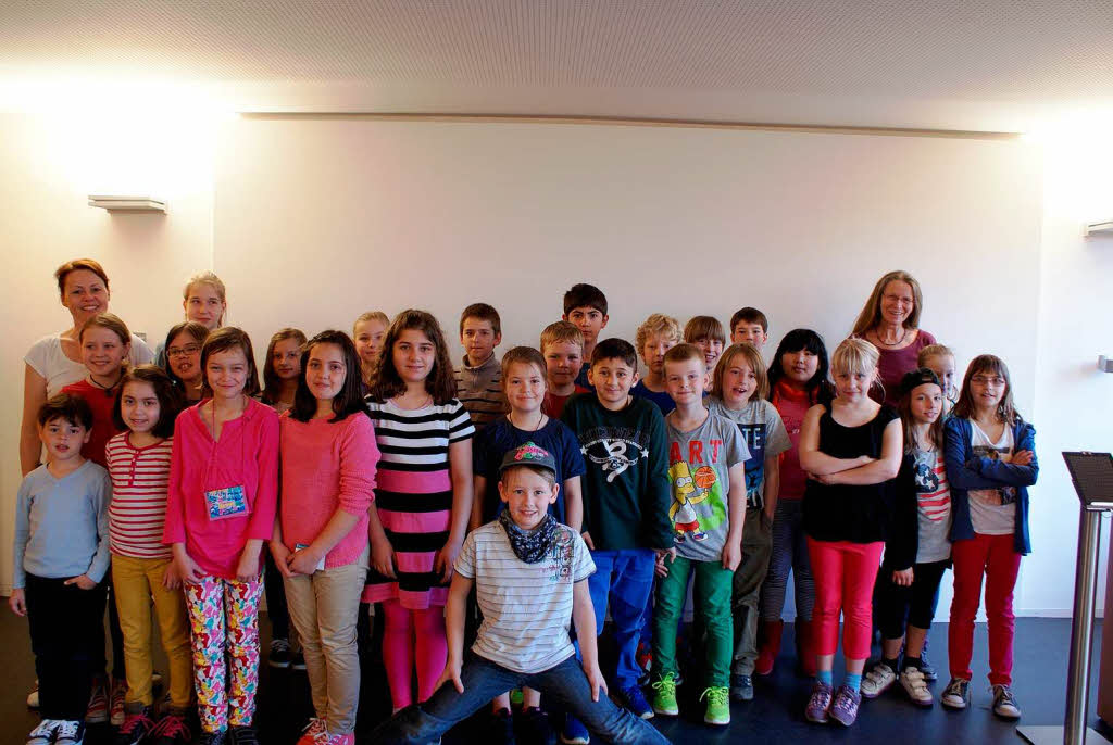 Die Klasse 4b der Rosenburgschule aus Mllheim mit ihrer Lehrerin Doris Grlin.