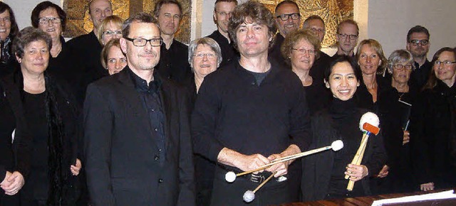 Rainer Marbach (vorne, von links) zusa...ppe und Hsin Lee in der Christuskirche  | Foto: Roswitha Frey