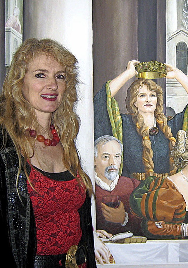 Die  Knstlerin  Andrea Berthel, die a...z selbst auf dem Fresko verewigt ist.   | Foto: Otmar Faller