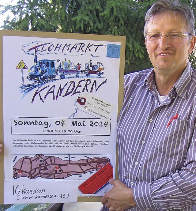 Walter Seider organisiert den verkaufsoffenen Flohmarkt.   | Foto: Maier