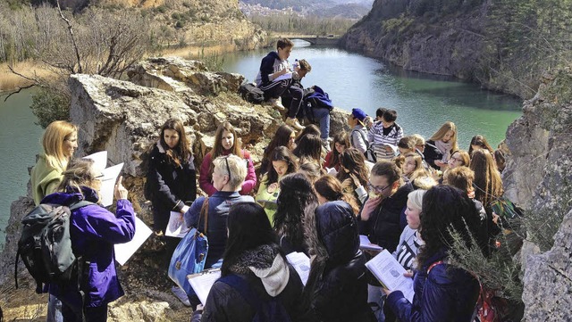 Die Comeniusgruppe vor grandioser Landschaft in Lleida.  | Foto: Schule