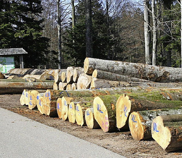 Holzlager in Gersbach:   Qualitt ist wichtig im Wald.   | Foto: Sutter