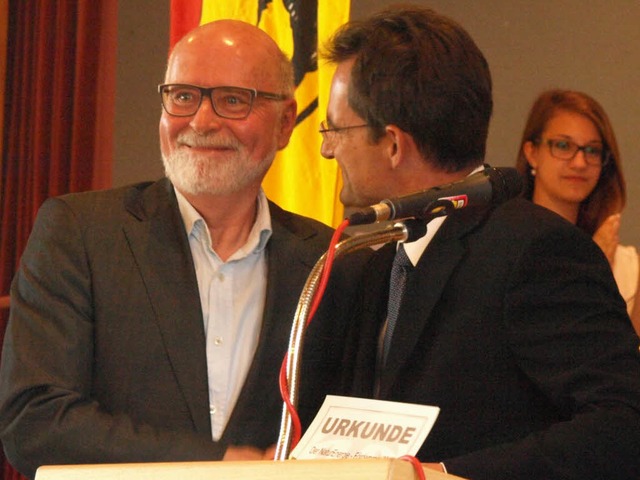 Wilhelm Morat (links) erhielt den Natu...edienst Holding AG, Christian Bersier.  | Foto: Karin Stckl-Steinebrunner