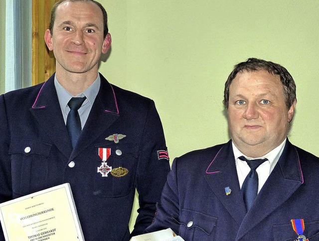 Hauptversammlung Gesamtwehr Teningenv....es Engagement im Sinne der Feuerwehr.  | Foto: Aribert Rssel