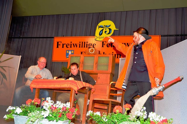 Viel zu lachen gab es beim Schwank &#8...s Gerber und Heiko Zoller (von links).  | Foto: Roland Vitt