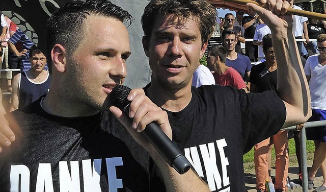 Andere Zeiten: Stefan Beer (li.) und Tobias Jehle nach dem Aufstieg   | Foto: ms