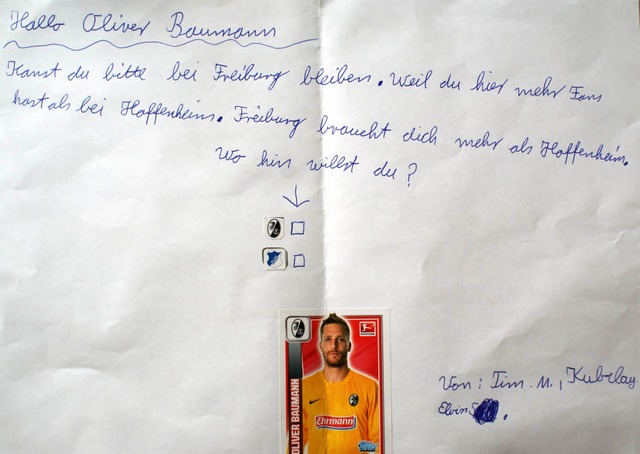 Bitte ankreuzen, Oli Baumann: SC Freiburg oder Hoffenheim?   | Foto: privat