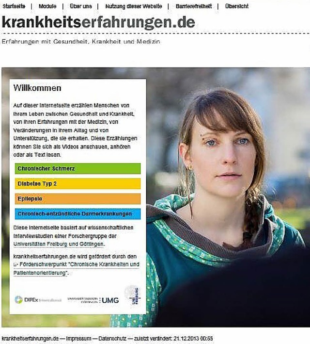 Als Projekt unter anderem an der Unive...twickelt: www.krankheitserfahrungen.de  | Foto: Screenshot