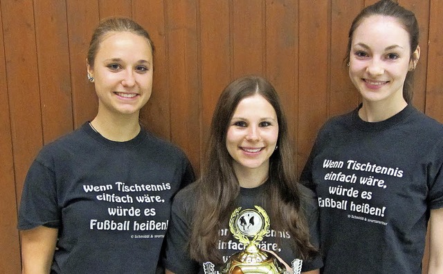 Elena Appel, Samira Mrder und Larissa...schen Meisterschaft im Tischtennis an.  | Foto: BZ