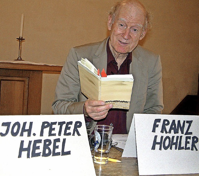 Eine Lesung als fiktiver Dialog: Franz...nd, und Johann Peter Hebel, abwesend.   | Foto: Roswitha Frey
