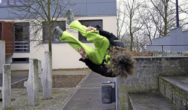 Ein Parkour-Lufer in Lrrach  | Foto: Sebastian Wolfrum