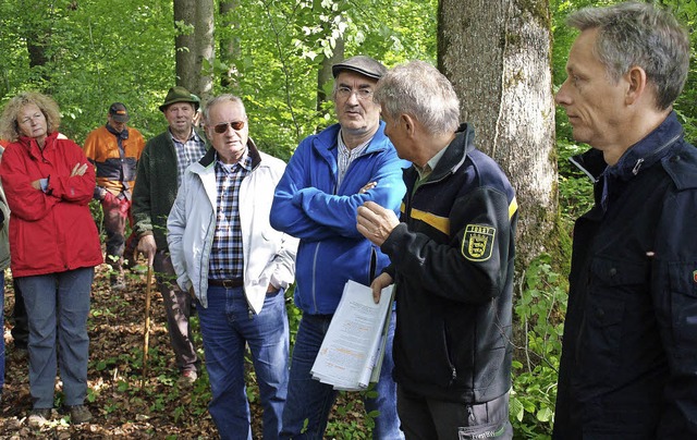 Interessiert folgten Brger,  Gemeinde...den Eigenheiten des Lrracher Waldes.   | Foto: Paul Schleer