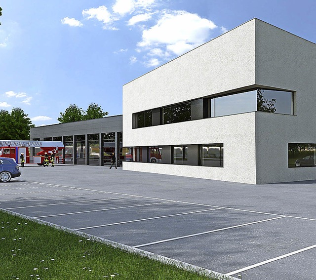 Sieht gut aus: das neue Feuerwehrgertehaus im Planentwurf   | Foto: Architekturbro Preiser