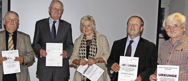 Seit Jahren im Gemeinderat Teningen ak...ried Markstahler (Landeck; von links).  | Foto: Dagmar Baber