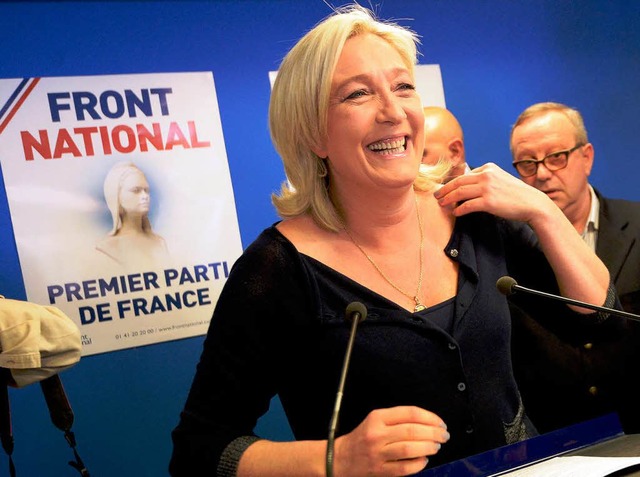 Freut sich ber das Wahlergebnis: FN-Chefin Marine Le Pen  | Foto: AFP